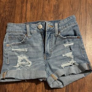 Trendy Blue Distressed Jean Shorts